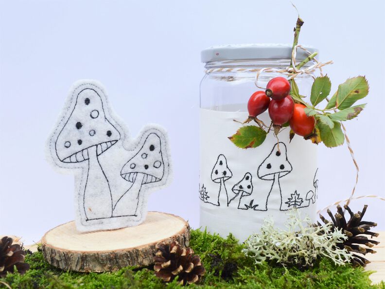 Stickdatei Pilze Herbst Redwork SET 9erlei image number 10