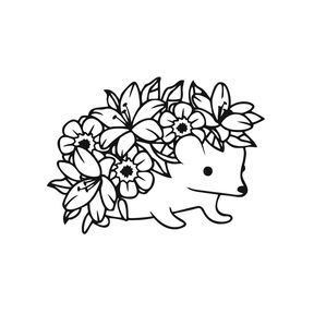 Plotterdatei Igel mit Blumen