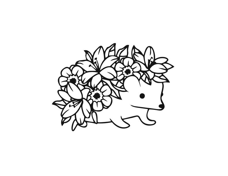Plotterdatei Igel mit Blumen image number 2