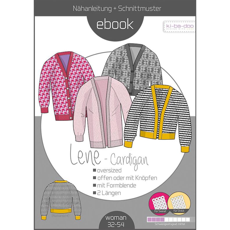 Ebook Oversize Cardigan LENE Damen Gr. 32-54  PDF in DINA4 image number 1