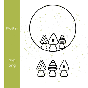 Pilze mit Kreis und Herz Plotterdatei | DIY Hunger