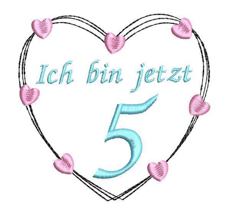 Stickdatei Herz 5er SET 10x10cm zum Geburtstag Zahlen image number 4