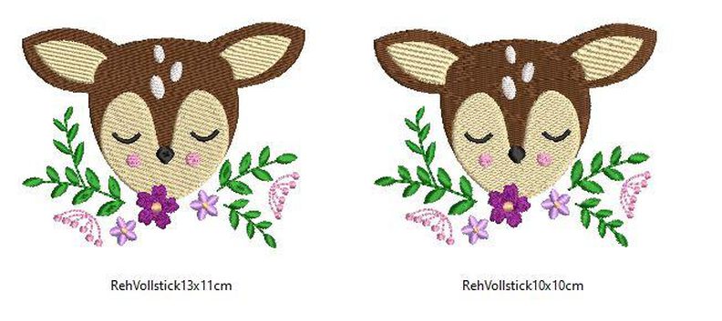 Stickdatei Reh Vollstick mit Blumen 2 Größen image number 3