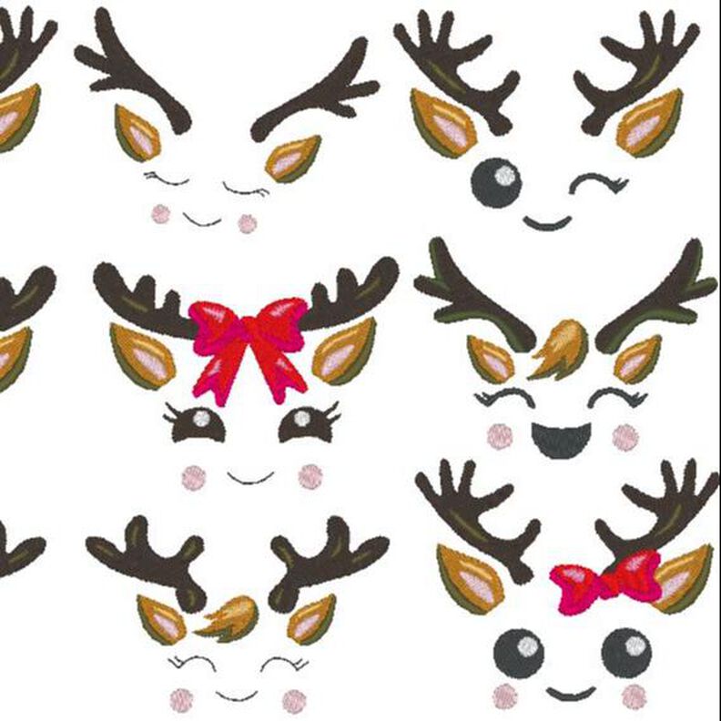 Rentier Gesichter Stickdatei Weihnachten bis 10cm image number 1