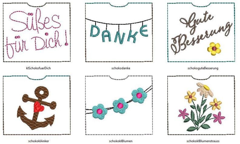 Stickdatei Schokohülle ITH klein 14 Motive image number 2