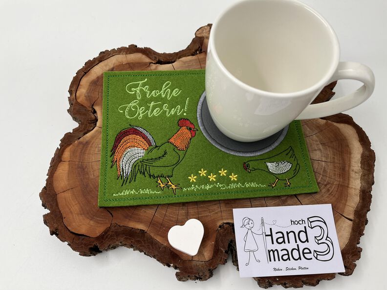 Stickdatei Mugrug Untersetzer Ostern Hahn Huhn image number 5