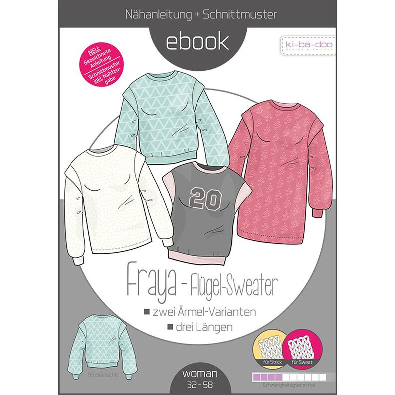 Ebook Flügel-Sweater FRAYA Gr. 32-58 Schnittmuster PDF A4 image number 1