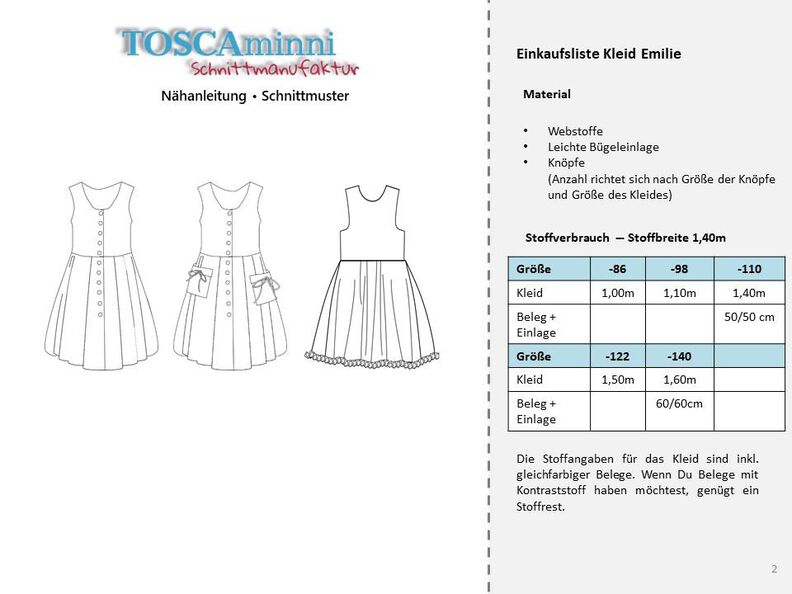 Kinderkleid Emilie Gr. 86-140 Schnittmuster image number 10