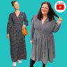 Kurz-& Langärmeliges Kleid mit V-Ausschnitt PERMATA♥Gr.34-56 thumbnail number 1