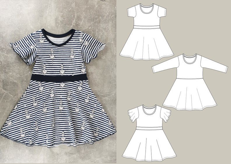 Bella Jerseykleid Kinder mit Glockenrock Gr. 86-158, A4+A0 image number 9