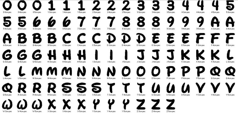 Buchstaben Zahlen in 3cm 4cm und 5cm Stickdatei image number 2