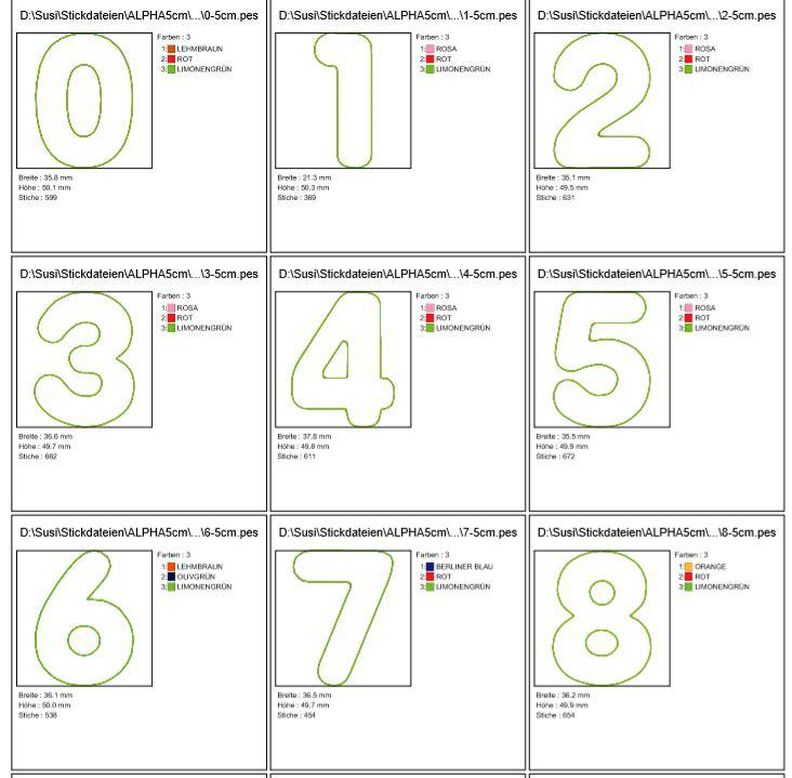 5cm Doodle Buchstaben und Zahlen Stickdatei Alphabet Zahl image number 4