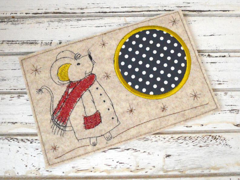 Stickdatei Mug Rug Wintermaus 13x18cm und 13x20cm image number 4