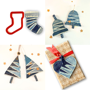 Weihnachts-Anhänger, Tanne, Glocke, Herz & Stiefel