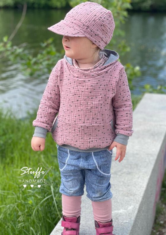 Musselin Hoodie Sweater Musling Gr. 86-170, Leinen, A4 + A0 image number 6