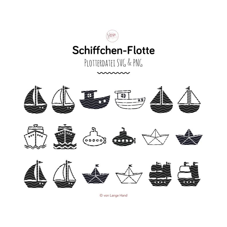 Schiffchen-Flotte – Plotterdatei & Motiv-Set image number 11