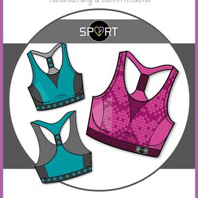Ebook/Nähanleitung Sport Bustier Damen Gr. 32/34 - 48/50