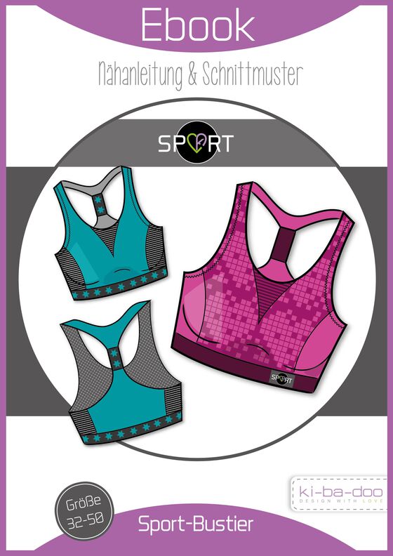 Ebook/Nähanleitung Sport Bustier Damen Gr. 32/34 - 48/50 image number 1