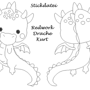 Stickdatei Redwork Drache Kurt