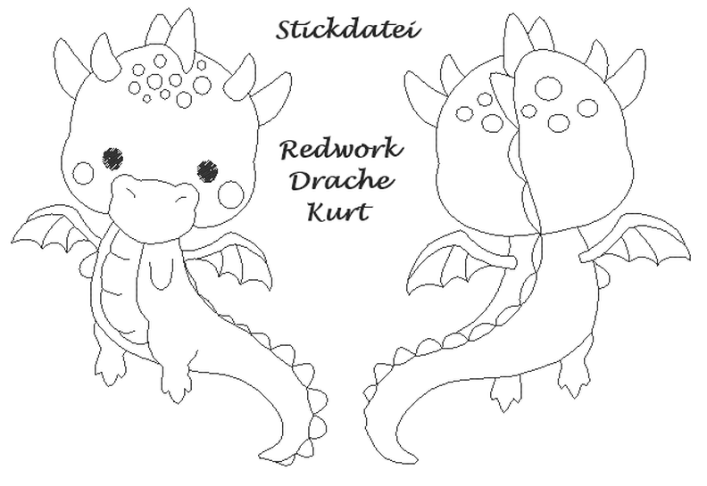 Stickdatei Redwork Drache Kurt image number 1
