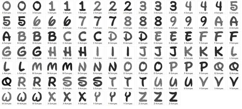 Buchstaben Zahlen in 3cm 4cm und 5cm Stickdatei image number 5