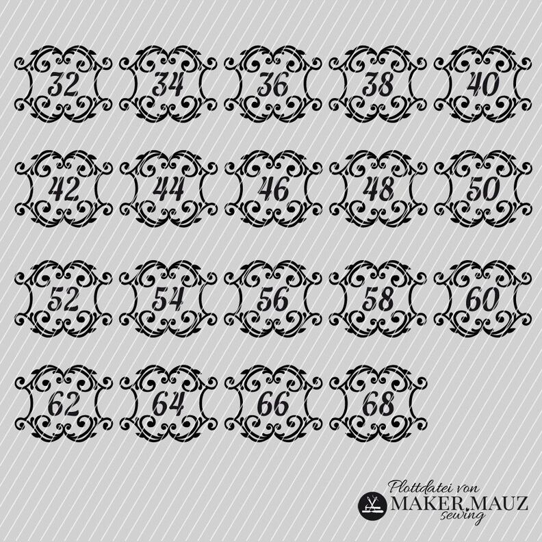 Plotterdatei Größenlabel Schnörkel 2 Erwachsene image number 1