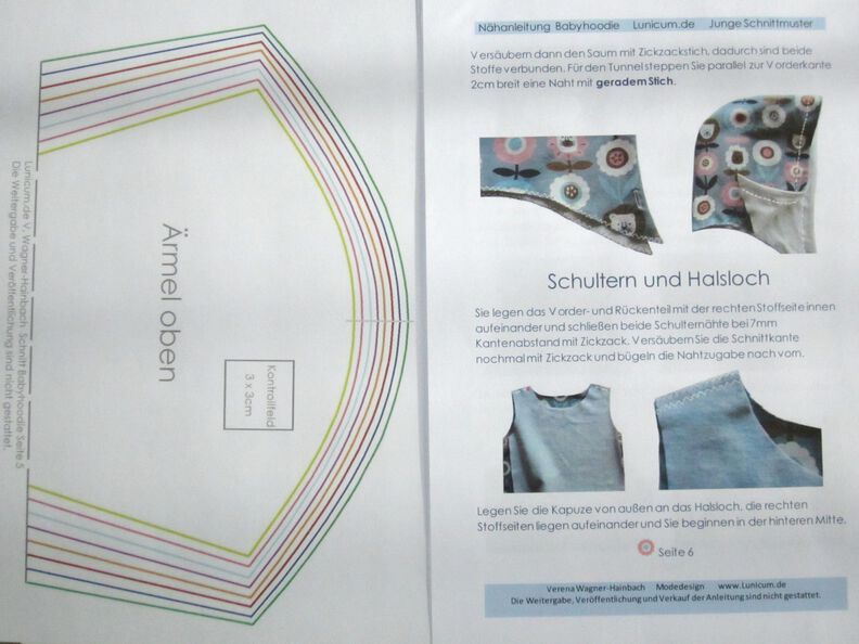Schnitt Babyhoodie mit Strickbündchen Gr.62 - 104 image number 5