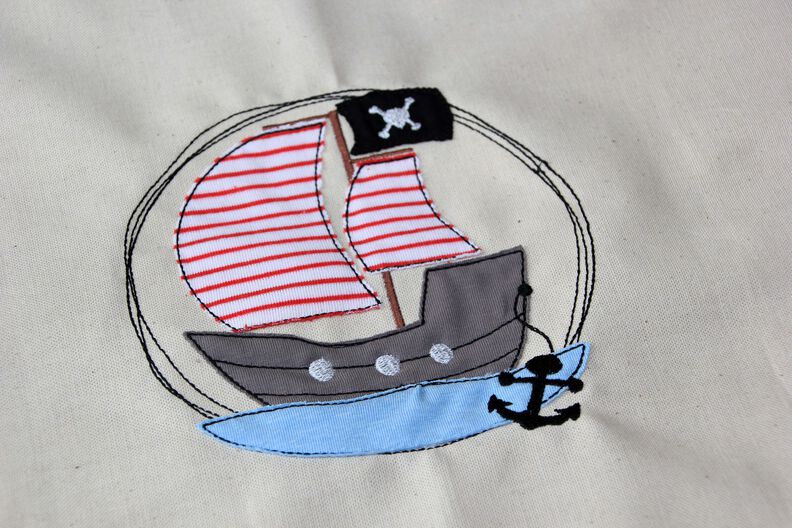 Stickdatei doodle Piratenboot verschiedene Größen image number 3