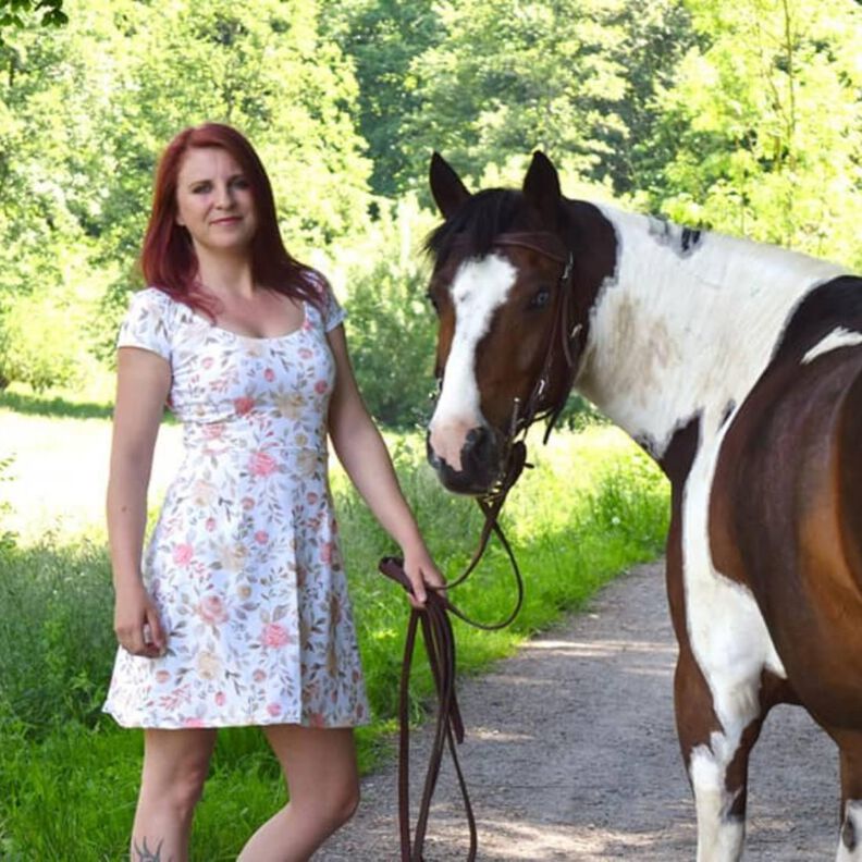 Jersey Kleid geraffter Ausschnitt mit Gummi ELOK ♥Gr.XS-XXL image number 2