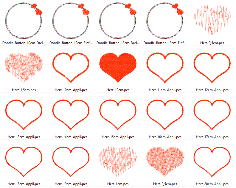 Herz Liebe Stickdatei gefüllt , Appli , doodle Button image number 5