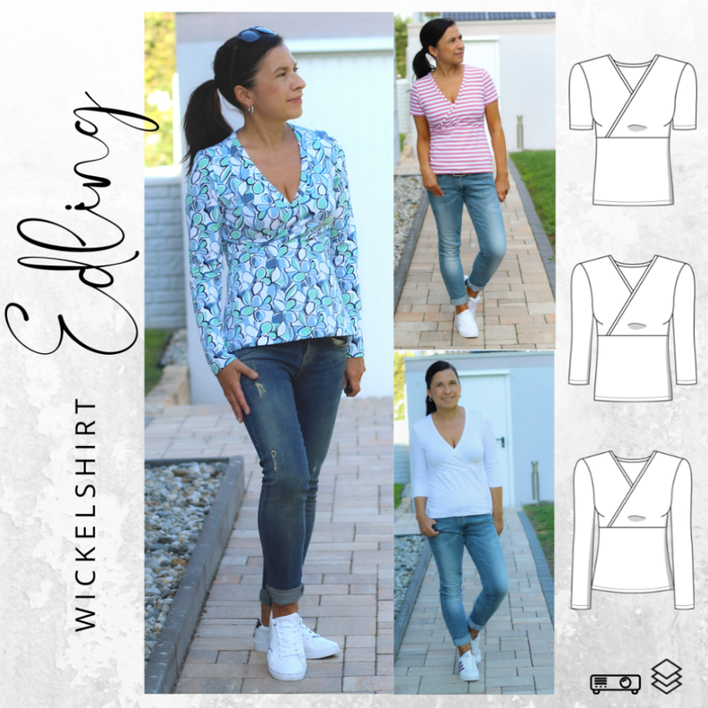 Wickelshirt EDLING Gr, 34-54 Ebook Schnittmuster image number 1
