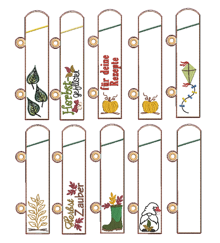 Stickdatei Herbst Stifteetui Ringbuch für einen Stift image number 3