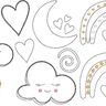 Doodle Boho Stickdatei Regenbogen Wolke Mond Herz Cute thumbnail number 2