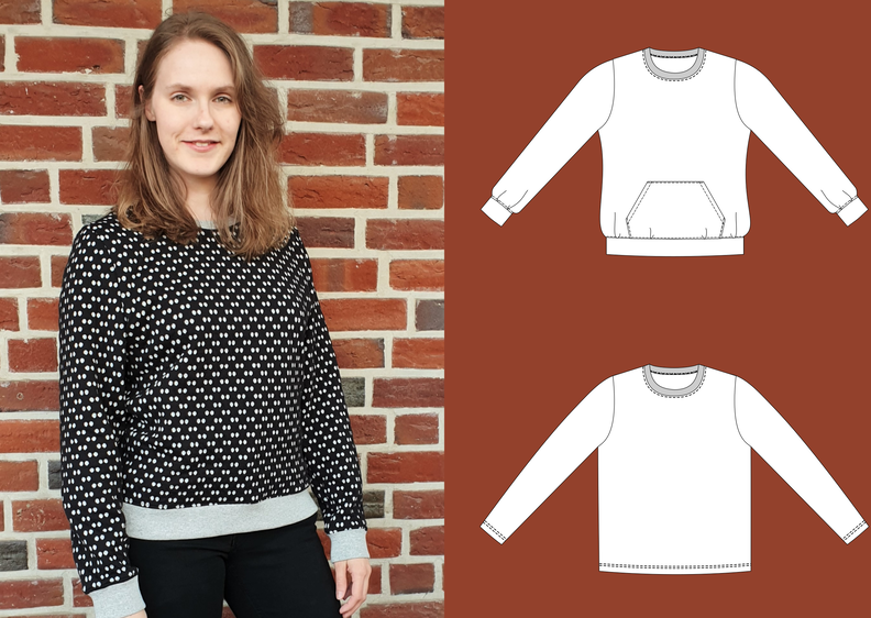 Tara – Bequemer Pullover mit Kängurutasche, BU 80-116, A4+A0 image number 7