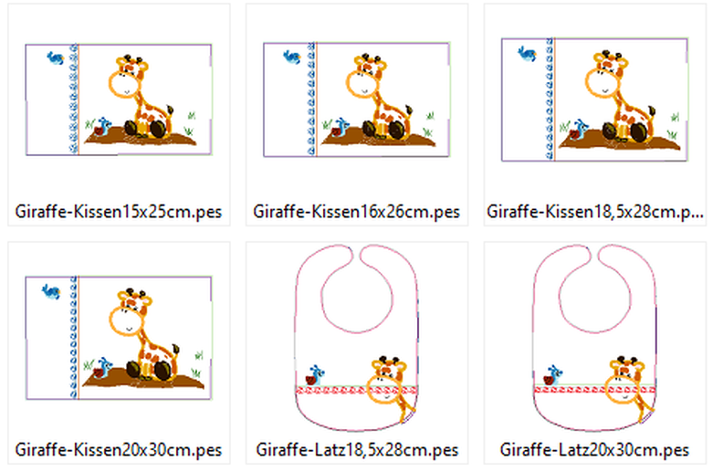 Stickdatei Giraffe + Schnecke Kissen / L&auml;tzchen SET ITH image number 8