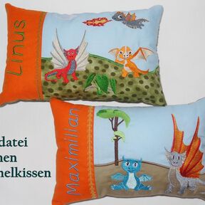 Drachen Kissen ITH Stickdatei