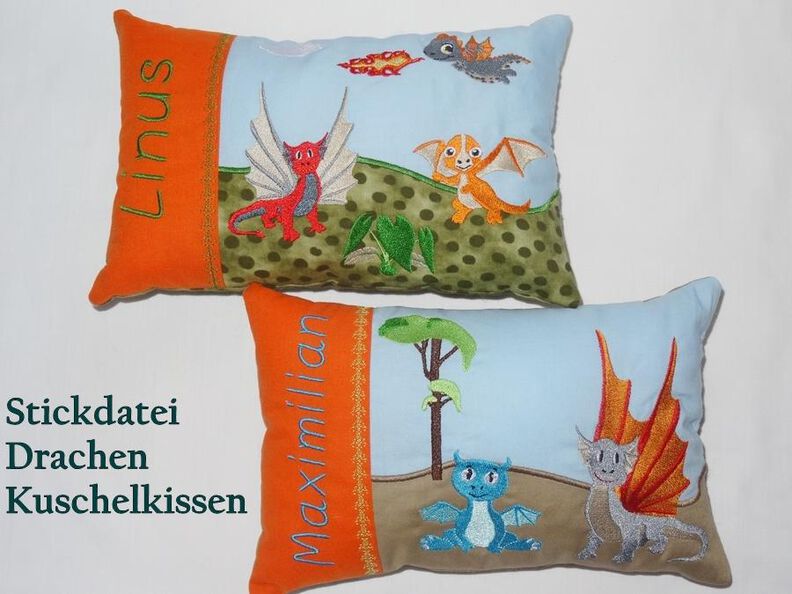 Drachen Kissen ITH Stickdatei image number 1