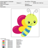Stickdatei - Biene mit Schmetterling Cute  thumbnail number 3