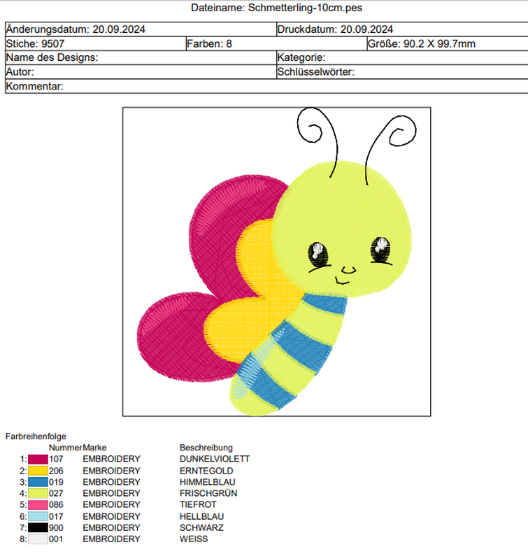 Stickdatei - Biene mit Schmetterling Cute image number 3