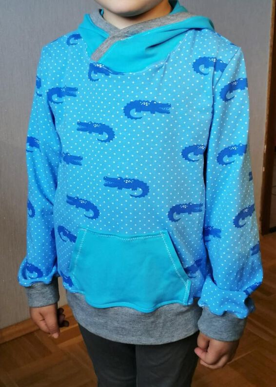 Kinderhoodie Kim – Kapuze oder Kragen, Gr. 86-158, A4+A0 image number 9
