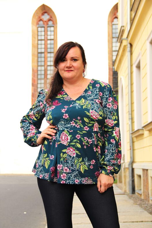 Bluse ALOE curvy (46-56) Schnittmuster Schößchenbluse image number 9