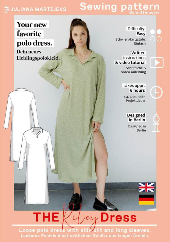 Polokleid Schnittmuster für Damen, XS-XXXL Poloshirt Kleid image number 7