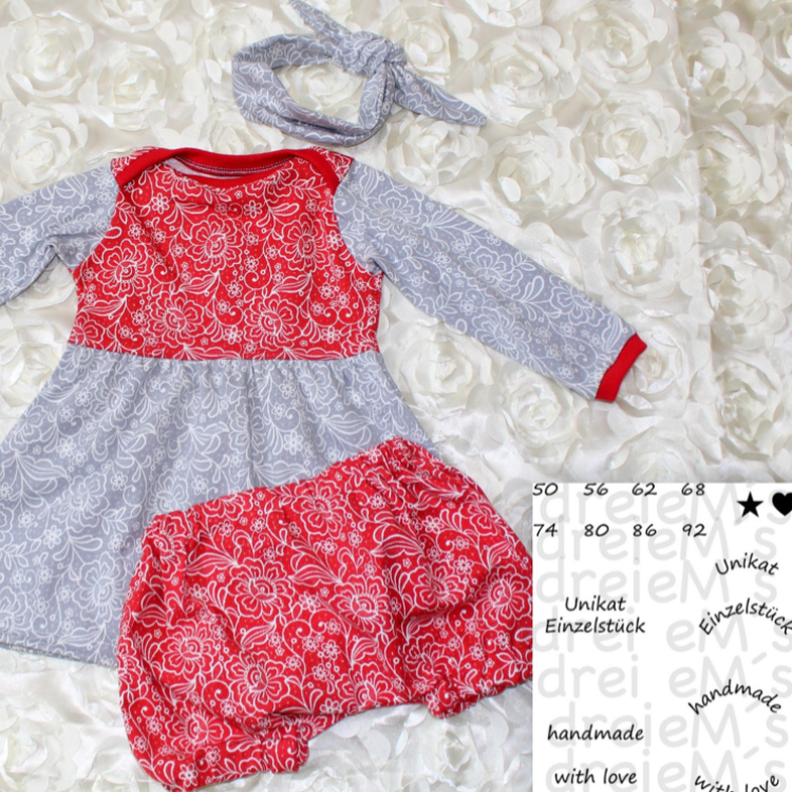 Newborn LOU SET Kleid,k. Hose,Haarband +gratis Plott-Datei image number 8