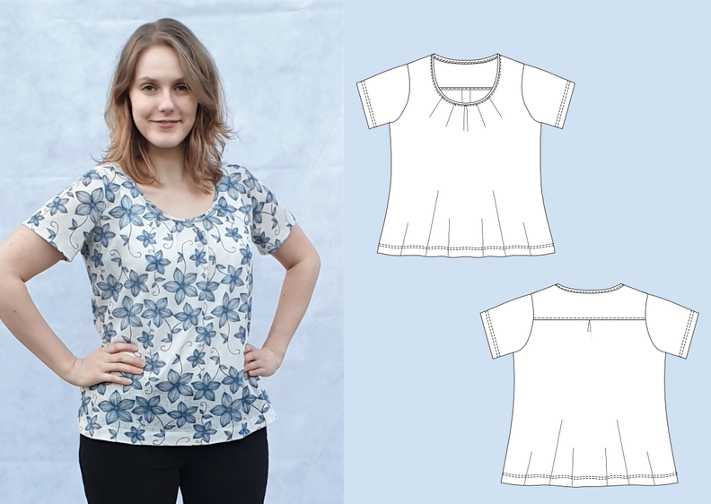 Gloria – Elegantes Jersey Shirt mit Falten, Gr. 34-50, A4+A0 image number 5