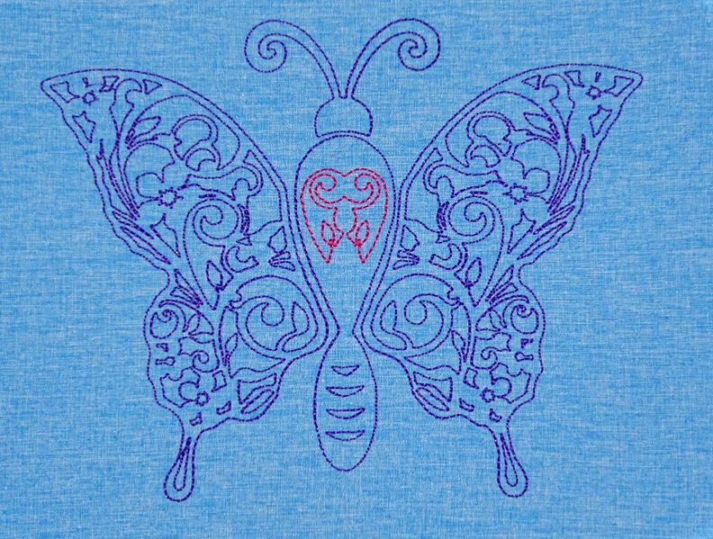 Stickdatei Schmetterling Linie Schnörkel Blumen Silhouette image number 2