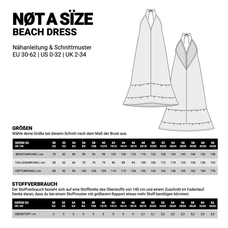 BEACH DRESS Maxikleid Strand Neckholder Schnitt Gr. 30-62 image number 3