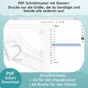 Jogginghose, Gr.  32-54, Schnitt mit Ebenen, A4, A0+, Beamer