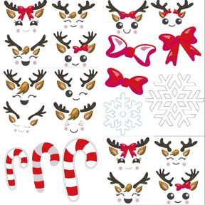 XXL Set Große Rentier Gesichter Stickdatei Weihnachten