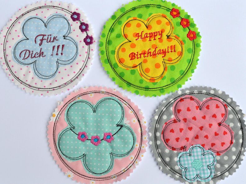 Stickdatei Blumen doodle 4er SET 10x10cm image number 1