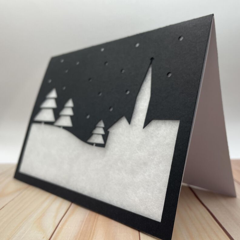 Plotterdatei Weihnachtskarte Schneelandschaft image number 2